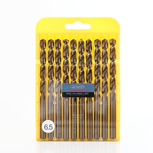 10pcs 14 Inch6.5mm Cobalt Drill Bits, M35- HSS High Speed Steel for DrillDriver Stainless Steel Heavy Duty Twist Steel Drill Bits