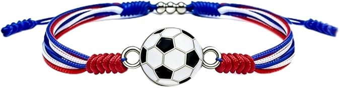 2026 World Cup Soccer Bracelet, adjustable braided cord with soccer charm, sports-themed friendship bracelet - match day fan bracelet, suitable for fans from the USA, Mexico, Canada, Argentina, and Brazil, gift for women