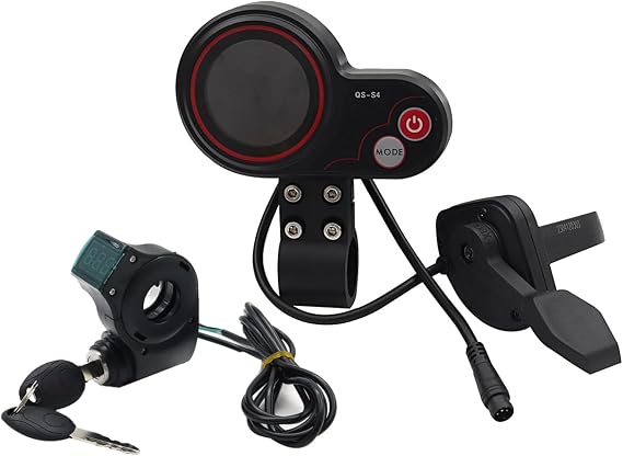 QS-S4 36 V-60 V الإبهام خنق LCD عرض كيت+إشعال قفل مفتاح كابل طويل لصفر 8 9 10 8 X 10 X سكوتر كهربائي 6 PIN استبدال الملحقات، أسود