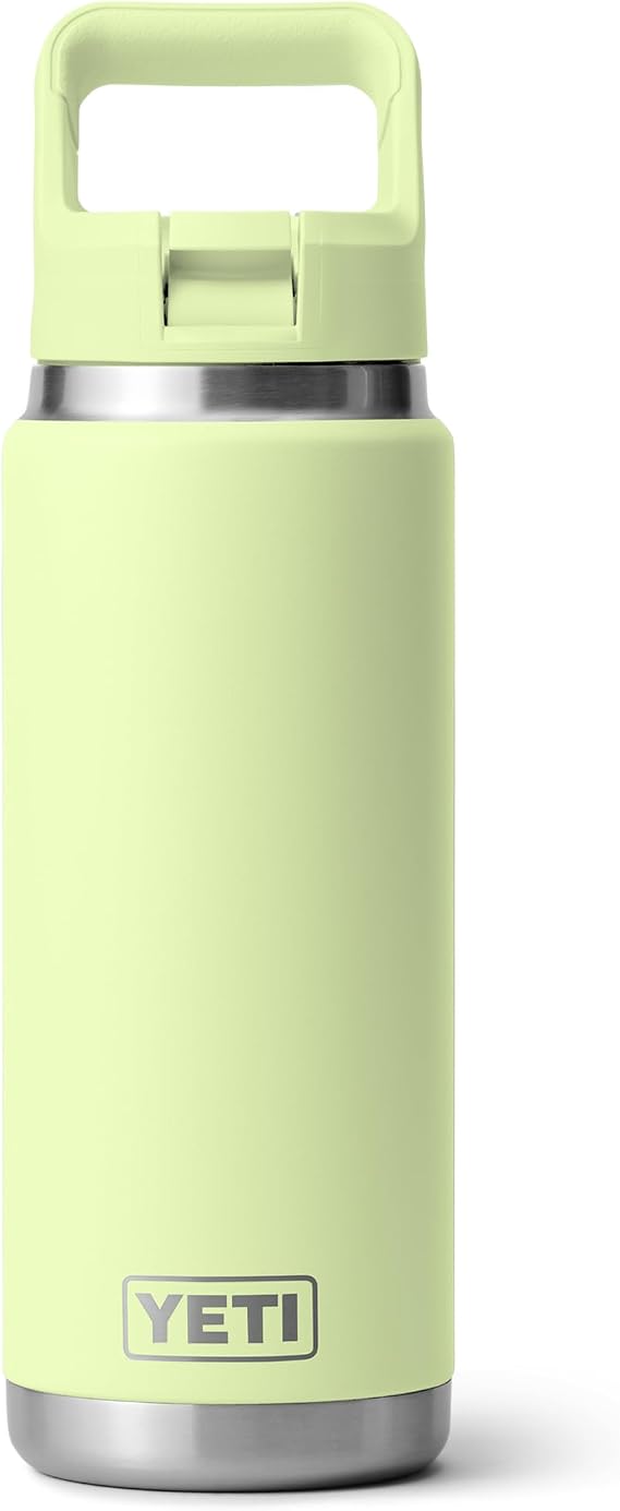 زجاجة YETI Rambler سعة 26 أونصة، معزولة بالفراغ، من الفولاذ المقاوم للصدأ مع غطاء قش مطابق للألوان