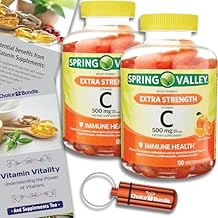 Spring Valley Extra Strength Vitamin C Orange Vegetarian Gummies 500 mg 120 Ct 2 Pk (240 Total) + Vitamin Vitality & Pill Container (4 Items)!