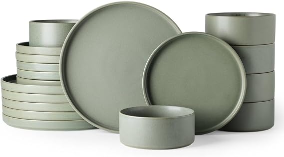 GBHOME Ceramic Dinnerware Sets of 4,Stoneware Plates and Bowls Sets,Chip and Crack Resistant | Dishwasher & Microwave Safe Dishes Set,Scratch Resistant- Service for 4 (12pc)-Black