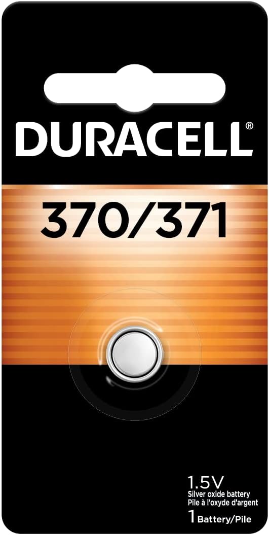 Duracell 370/371 Silver Oxide Button Battery, 1 Count Pack, 370/371 1.5 Volt Battery, Long-Lasting for Watches, Medical Devices, Calculators, and More