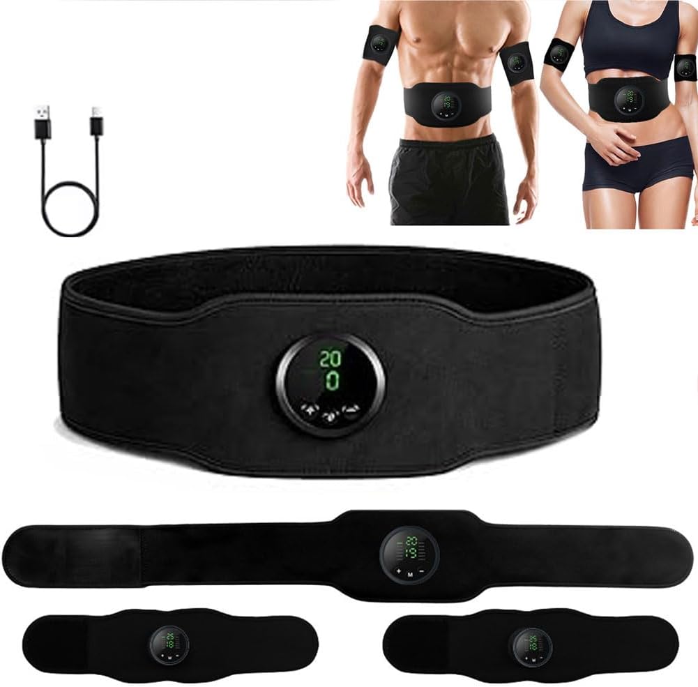 Apeborn Next Gen Ultra Muscle Fitness AB Belt, Adjustable Toning Belt, EMS Muscle Stimulator With 12 Modes & 19 Intensity Levels, Abdominal Muscle Toner Electronic Workout Fitness Device for Men Women