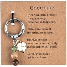 Natural Crystals Keychain for New Beginnings, Inspirational Healing Stones Keychain Good Luck Charms Gifts for Women Bag Purse (B)