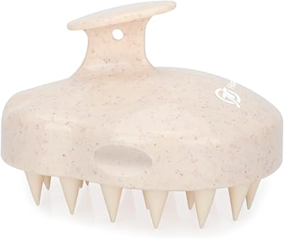 FREATECH Scalp Massager Hair Growth, Scalp Scrubber Shampoo Brush with Soft Silicone Bristles for Dandruff Removal and Hair Care, Wet & Dry Hair Massager Scalp Exfoliator, Beige