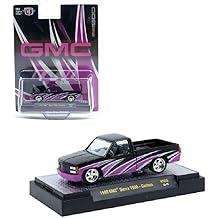Diecast Model Car Compatible with M2 Machines 1:64 1989 GMC Sierra 1500 Black & Purple Diecast Model 31500-HS68