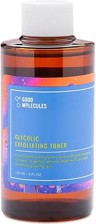تونر مقشر بالجليكوليك من Good Molecules - تونر يومي بحمض الهيالورونيك وحمض الجليكوليك للوجه - مقشر منظف للوجه لتوهج لون البشرة بشكل متساوٍ والعناية بالبشرة