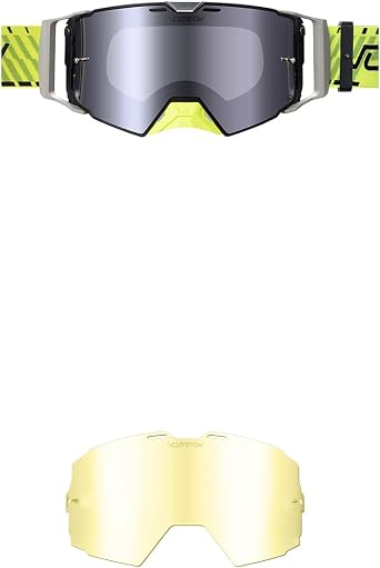 Dirt Bike Goggles Over Glasses Anti-Fog with Replacement Lens (Yellow)