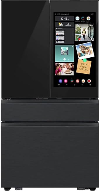 سامسونج RF90F29AECEA 29 Cu. قدم. ثلاجة ذكية مخصصة بالفحم بأربعة أبواب فرنسية مع مركز عائلي للذكاء الاصطناعي