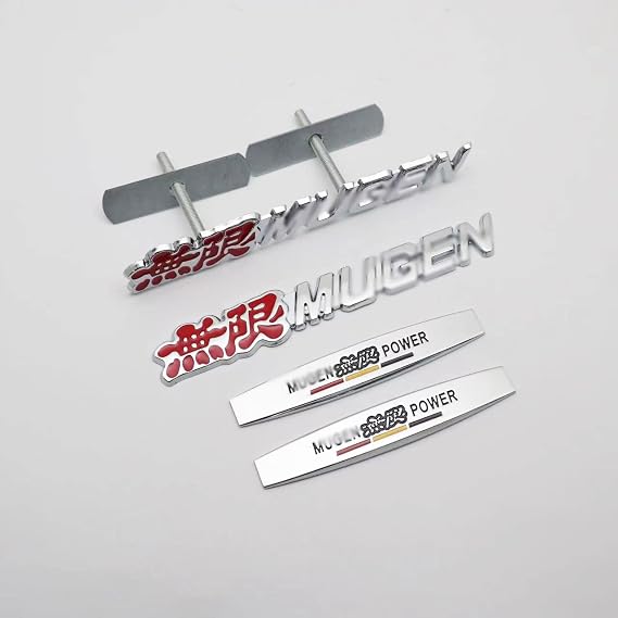4 قطع مجموعات AM96 MUGEN POWER Front Grille + Fender Side Sticker + Back Sticker Car Emblem Badge for HONDA CR-Z FIT Crosstour Accord SPIRIOR CRV CIVIC CITY