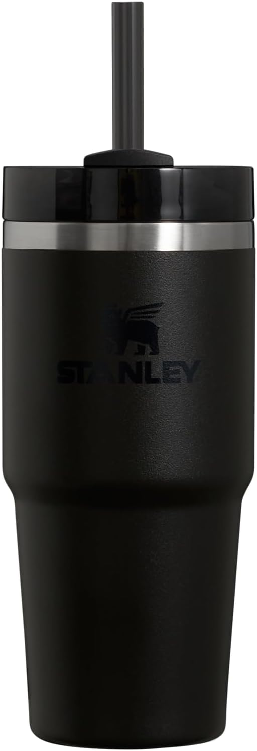 كوب Stanley Quencher H2.0 مع قشة سعة 14 أونصة | غطاء Flowstate ثلاثي الأوضاع | حامل أكواب متوافق مع السفر | كوب معزول من الفولاذ المقاوم للصدأ | خالٍ من مادة BPA | أسود 2.0