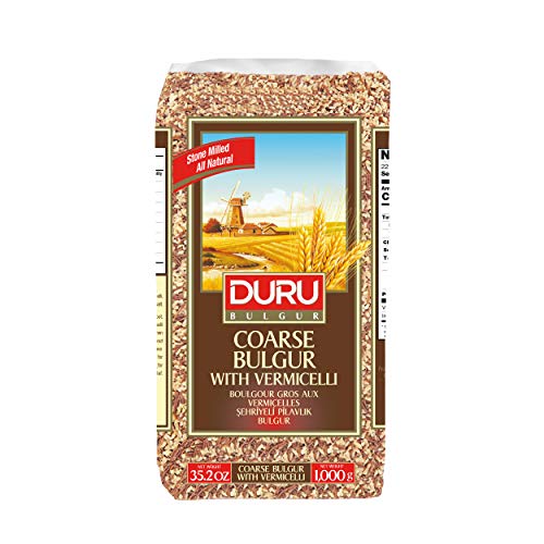 Duru Coarse Bulgur with Vermicelli، 35.2oz 1000g، Wheat Berries، 100٪ Natural and Certified، High Fiber and Protein، Non-GMO، Great for Vegan Recipes، Better than Rice