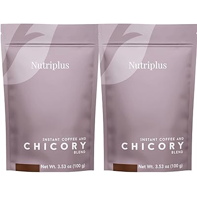 FARMASi 2 PACK Nutriplus مزيج القهوة سريعة التحضير والهندباء، بديل القهوة متوسطة التحميص ومنخفضة الكافيين، مشروب نباتي قابل للذوبان مع جذر الهندباء البرية، 3.53 أونصة لكل منهما