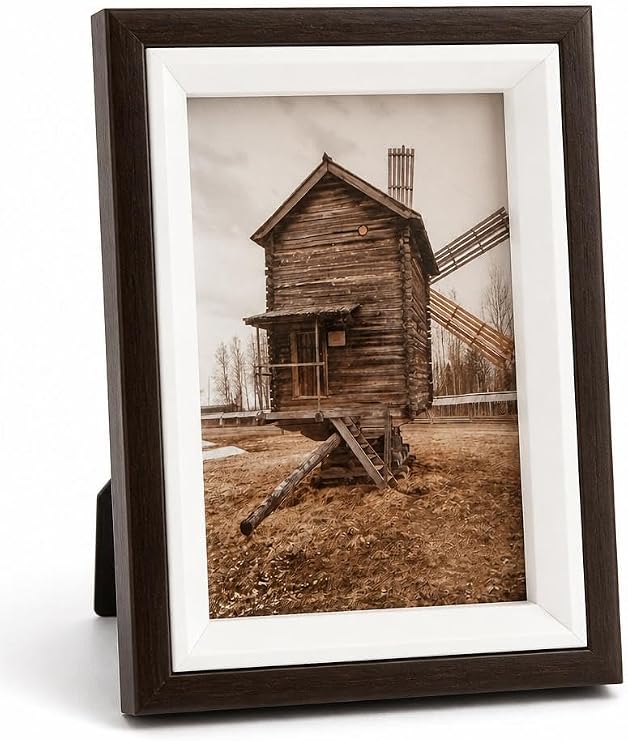 Busstier Fotoğraf Çerçevesi Dekoratif Modern Tasarım Duvar ve Masaüstü Kullanıma Uygun Şık Resim Çerçevesi Ev Ofis Dekorasyon Çerçeve (Koyu Kahverengi Derin)