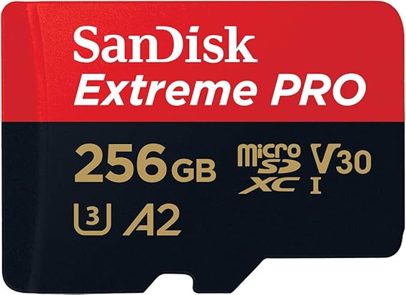 بطاقة SanDisk 256 GB Extreme PRO microSDXC + محول SD + RescuePRO Deluxe، حتى 200 ميجابايت/ثانية، أداء تطبيق A2، UHS-I، الفئة 10، U3، V30
