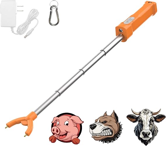 Cattle Prod Livestock Rechargeable Led Light, Waterproof Electric Livestock Prod for Cattle, Livestock Prod Portable for Goats, Cattle Prod for Cows, Cattle Prod Stretchable Shaft (35 Inch)