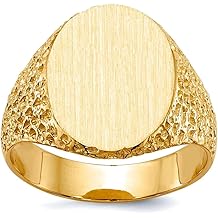 JewelryWeb 14k Yellow Gold Solid Back Mens Signet Ring Size 10 Ring for Men