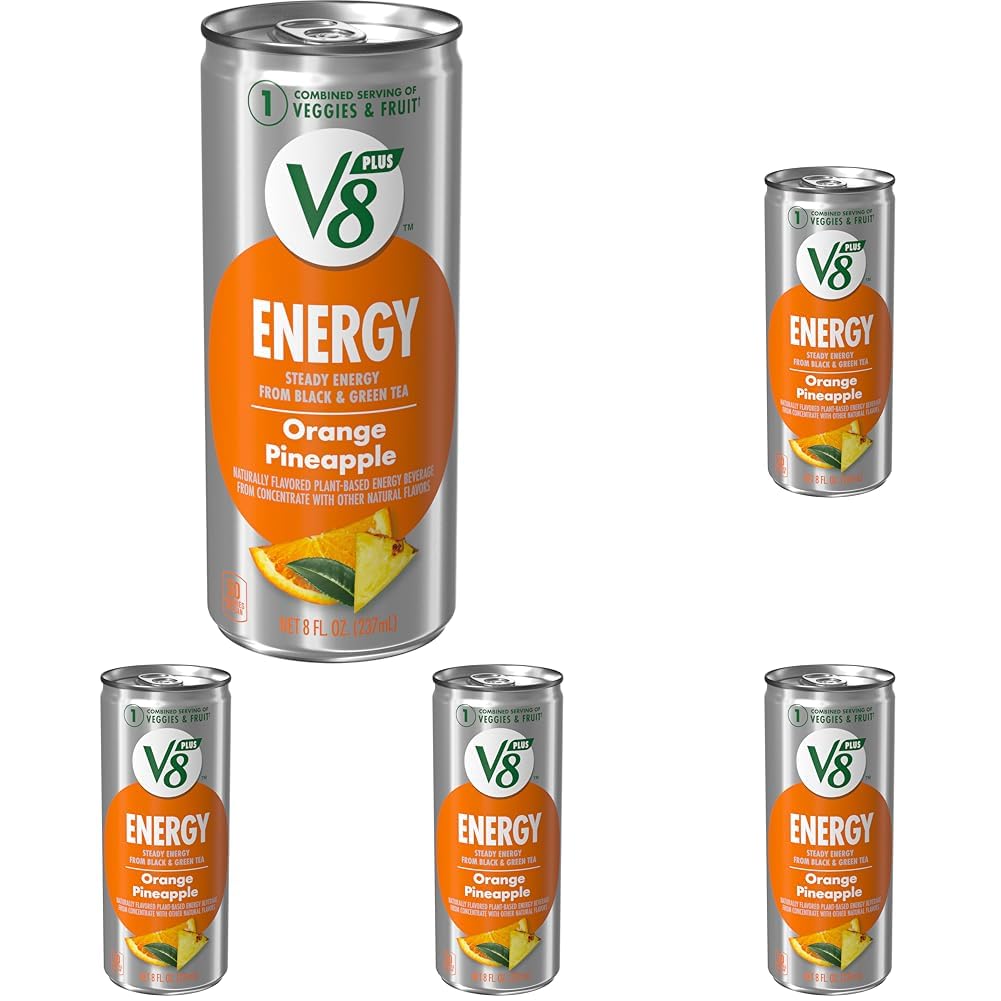 مشروب الطاقة V8 Energy Orange Pineapple Juice، 8 أونصة، عبوة من 5 قطع