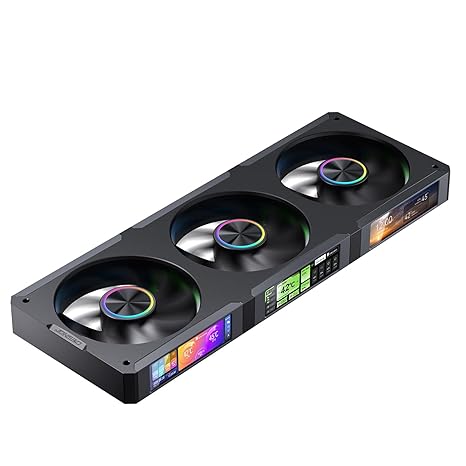 مروحة كمبيوتر JONSBO ZC-360B بشاشة 3.38 بوصة x3، برنامج التحكم في شاشة LCD المغناطيسية 3.38، مروحة رابط مدمجة،أنماط عرض مخصصة،بيانات، تحميل وتشغيل الفيديو،مجموعة شاشة بحرية،محمل كروي مزدوج،أسود