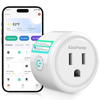 KimPump واي فاي المقابس الذكية، التطبيق المكونات التي تسيطر عليها متوافق مع اليكسا وجوجل الرئيسية، منفذ التوصيل اللاسلكي مع الموقت والجدول الزمني، 2.4 جيجا هرتز واي فاي فقط مأخذ التوصيل الذكية FCC المدرجة للمنزل