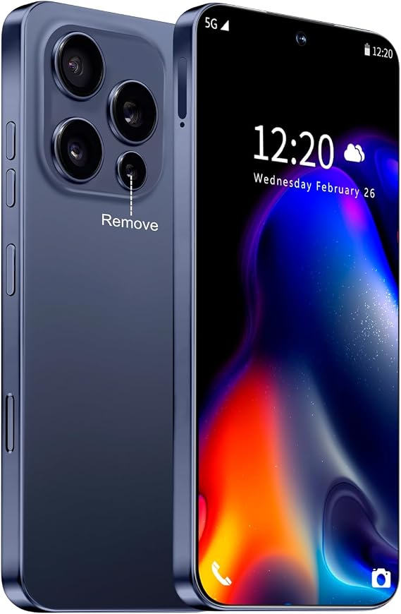 Huness 16 PM Smartphone Unlocked Cell Phone,6.99" HD Screen Unlocked Phone,16+512GB Android 14 with 128GB Memory Card,Face ID/Dual SIM/5G/Fingerprint Button Unlock (Deep Blue, 16+512G)