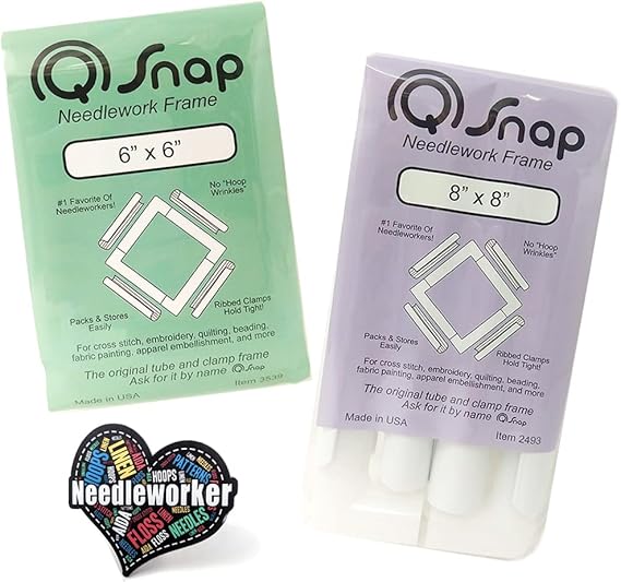 مجموعة Q-Snap: إطارات مقاس 6 x 6 بوصة و8 x 8 بوصة بالإضافة إلى ملصق عامل الإبرة المزخرف