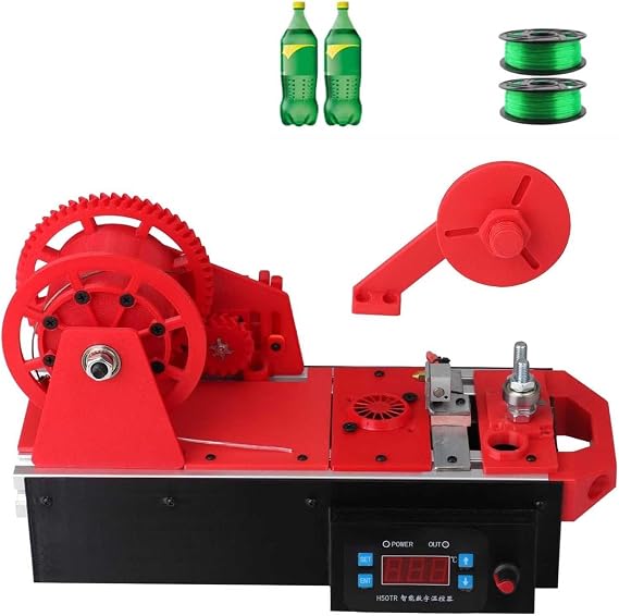 Desktop Filament Manufacturing Machine, 3D Printing Filament Recycling Machine, with Digital Display, Adjustable Temperature/Speed, Suitable for Home and Small Studios. Red