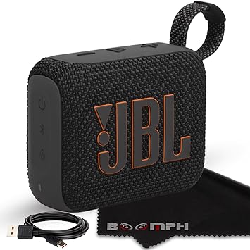 JBL Go 4 Portable Bluetooth Wireless Speaker, IP67 Waterproof and Dustproof Built-in Battery - Black - Comprehensive Ultimate Performance Cloth Solution for Your On-the-Go Sound Experience