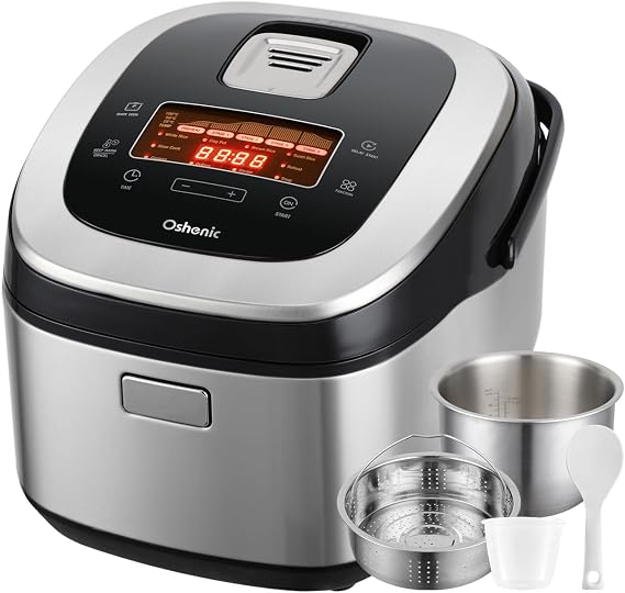 طباخ أرز 10 كوب غير مطبوخ/20 كوب مطبوخ،تقنية التسخين التعريفي والمنطق الغامض،طباخ أرز ذكي كهربائي مع شاشة LCD، 11 صانع أرز محمول متعدد،مؤقت تأخير والحفاظ على الدفء تلقائيًا