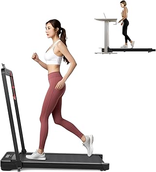 جهاز المشي Maicifi Walking Pad،أجهزة المشي التي يتم التحكم فيها عن بعد للمنزل،جهاز المشي الصغير والمحمول تحت المكتب، آلة الجري مع شاشة LED، فضي وأبيض