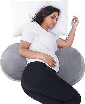 Pregnancy Pillow for Sleeping Memory Foam Maternity Pillow for Side Sleepers, Adjustable Travel Wedge Pillow Support for Back, Belly, and HIPS for Pregnant Women,Velvet Grey