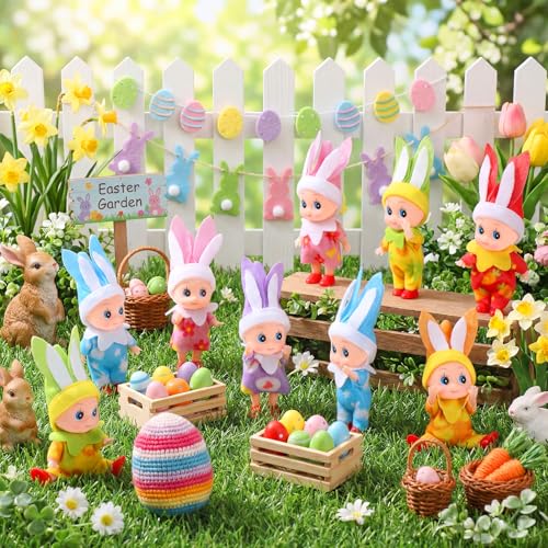 VioraWhite 12 Pcs Tiny Easter Elf Plush Miniature Easter Basket Stuffers for Kids Mini Elf Toy with Clothes Gift for Girls and Boys Table Centerpieces Egg Fillers Holiday Decorations & Party Favors