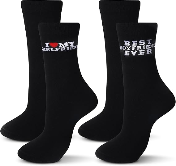 Haysandy 2 Pairs Gifts for Boyfriend Husband I Love My Wife Girlfriend Socks Anniversary Valentines Gift for Him Socks Gifts