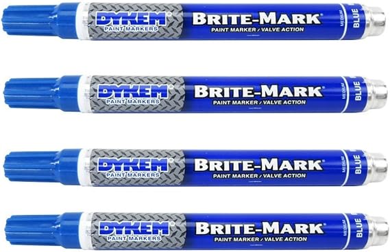 مجموعة من 4 قطع من أقلام التحديد ذات الخطوط العادية من DYKEM 8034-8401 Brite-Mark، باللون الأزرق