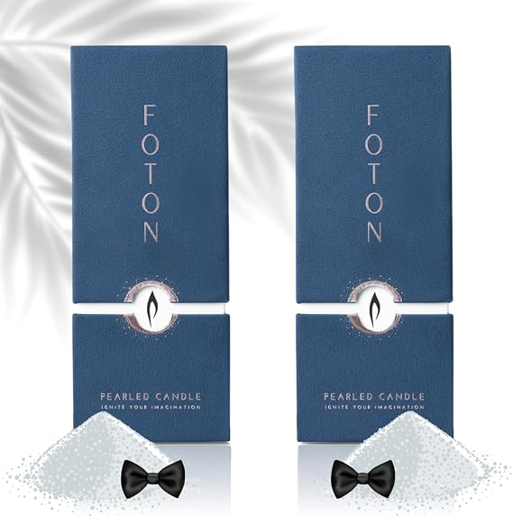 Foton Pearled Candle - Multi-Pack (2 x18 Oz) - Tailored Tux Masculine Men's Perfume Scented Non Toxic Powder Wax Sand Candles up to 120 Hours - Refillable Pearl Candle Sand with 30 Wicks Each