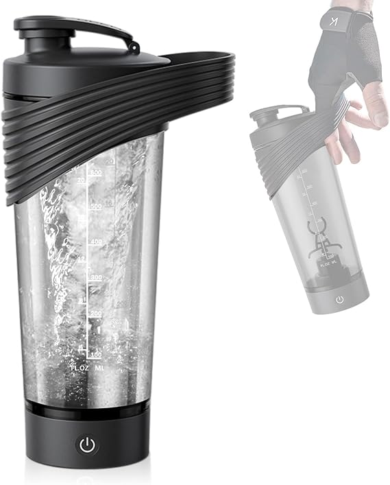 Electric Shaker Bottle, 28 oz Rechargeable Shaker Cup for Protein Mixes and Pre Workout, Portable Gym Protein Blender for Meal Replacement Shakes | Leak-Proof wHandle | BPA Free Black