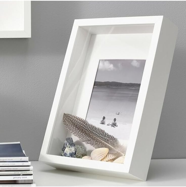 IKEA Sannahed 21x30 cm A4 Beyaz Ahşap Fotoğraf Çerçevesi, Çiçek Konabilen Derin Kutu Çerçeve