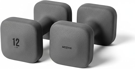 WeGym SafeGrip Square Dumbbells with Anti Slip Handles, Aesthetic Free Weights for Home Workouts, Stable Design Prevents Rolling during Floor Exercises