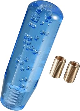 Motoforti Gear Shift Knob Stick, 15cm Faux Crystal Transparent Bubble Gear Shifter Universal for Manual Transmission Vehicle Durable Acrylic Blue with Adapter Long-Lasting