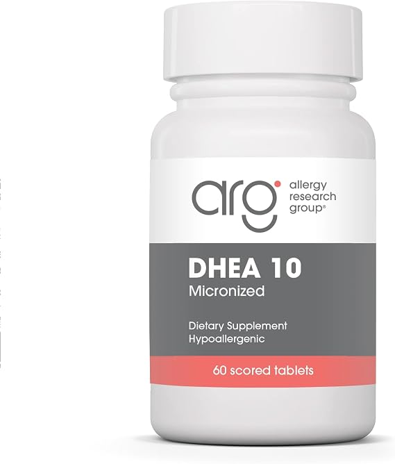 مجموعة أبحاث الحساسية ARG DHEA 10 Micronized Lipid Matrix - تدعم توازن الهرمونات ووظيفة المخ - توفر 10 ملغ من DHEA - مجهرية ومصدرها نباتي - مضادة للحساسية - 60 وجبة - 60 كبسولة