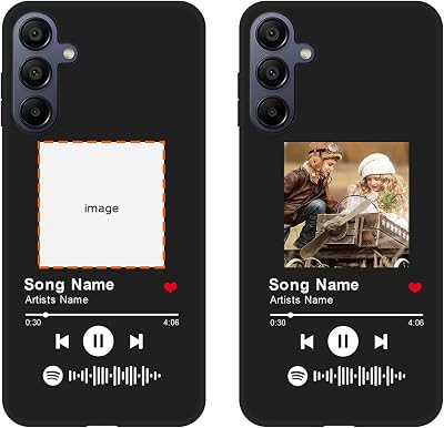 Custom Spotify Code Photo Phone Case for Samsung Galaxy A15 5G4G Customized Personalized Music Player Song Plaque Image Text Picture Shockproof Protective Cover Shell