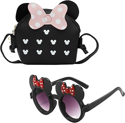 ONEST 2 قطع الفتيات الصغيرات crossbody المحافظ مجموعة طفل صغير حقائب الأميرة لطيف الفتيات النظارات الشمسية فتاة أزياء النظارات الشمسية