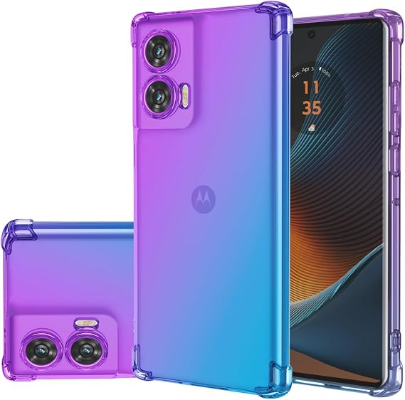 حافظة لهاتف Moto Edge 50 Fusion Case، حافظة Motorola Edge 50 Fusion Cute Case للفتيات، غطاء هاتف TPU ناعم ونحيف مضاد للخدش، حافظة واقية مقاومة للصدمات لهاتف Motorola Edge 50 Fusion 5G أرجواني/أزرق