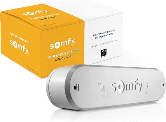 Somfy Eolis 3D Wirefree RTS Wind Sensor - Wireless Wind Protection for RTS Awnings - يعمل مع Sun Setter Awnings - Advanced 3D Detection - Pure White Color # 1816081