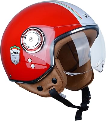 Open Face Motorcycle Helmet for Adults,DOT Approved - Moped Half Vespa Retro Helmet with Anti-Scratch Visor for Men and Women