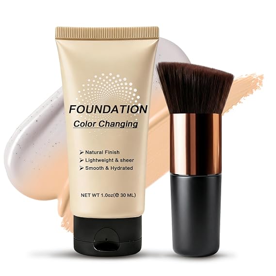 Color Changing Foundation Color Matching Foundation, Even Skin Toning, Lightweight Coverage Face Makeup for Mature Skin, 1.01 FL.OZ-1# Light