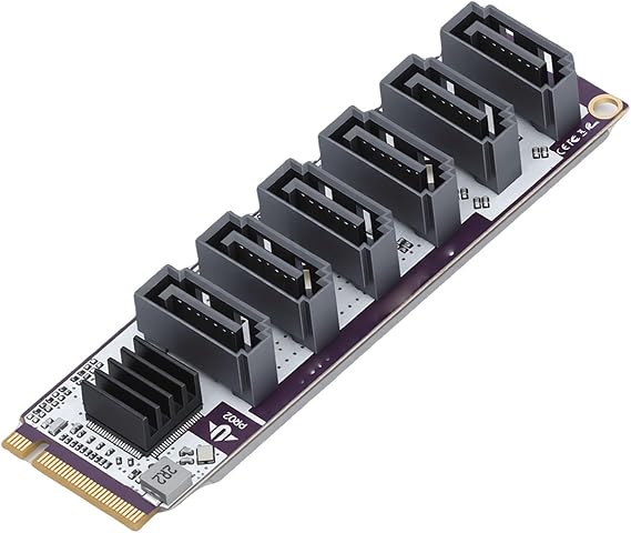 6 Port Expansion Card, NAS Storage PCIe 3 Adapter with Optional Heat Sinks or Fans, for Systems OS X