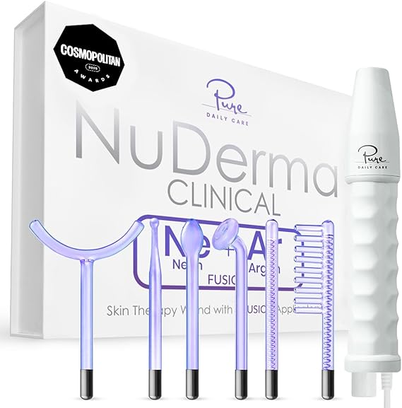 عصا العلاج الجلدي المحمولة Pure Daily Care NuDerma Clinical، مع 6 عصي فيوجن نيون + أرجون مضادة للشيخوخة - منقية - شد البشرة وإشراقها - تقليل التجاعيد