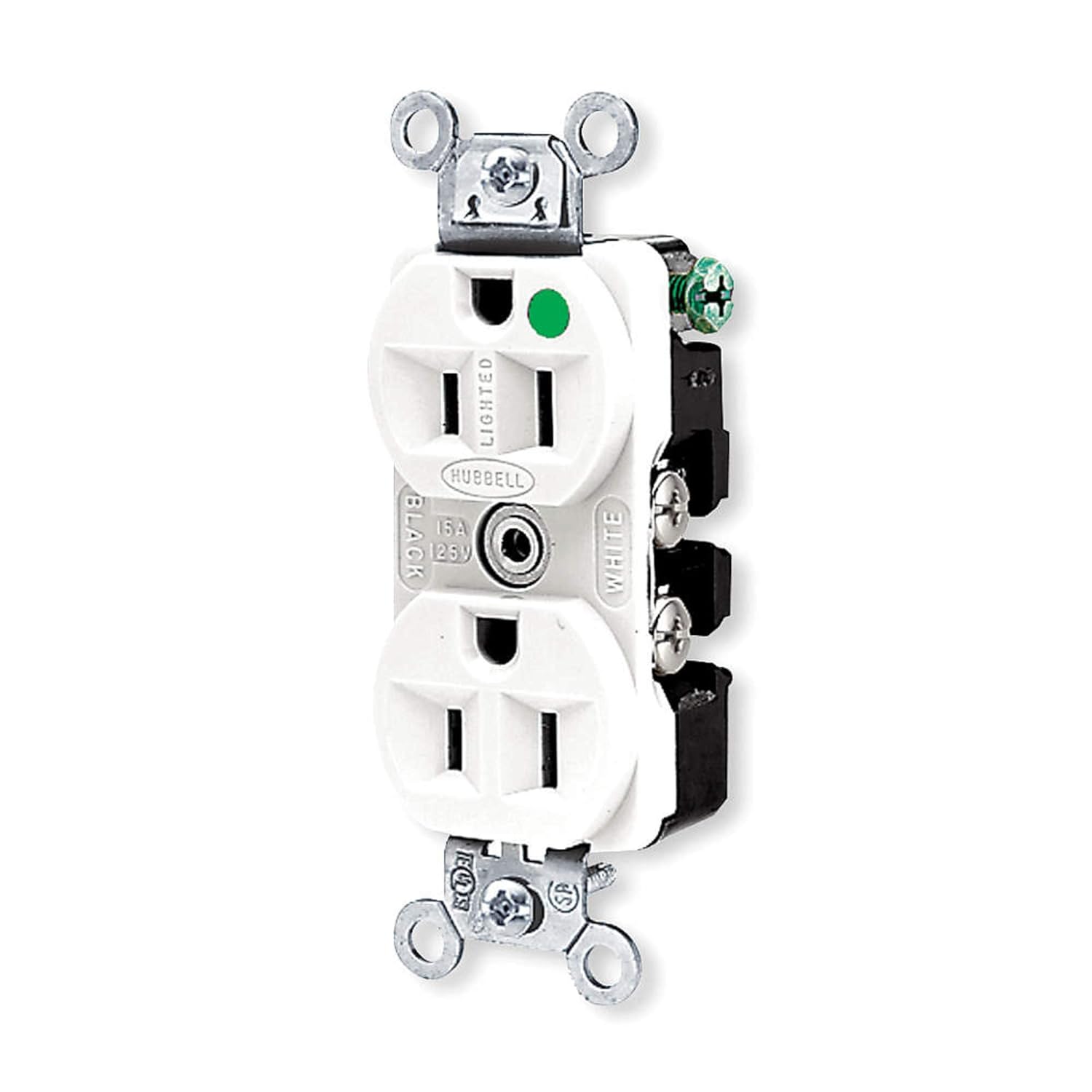 هوبل HBL8200HW وعاء مزدوج، مستشفى المدمجة الصف، 15 أمبير، 125 V، 5-15 R، أبيض